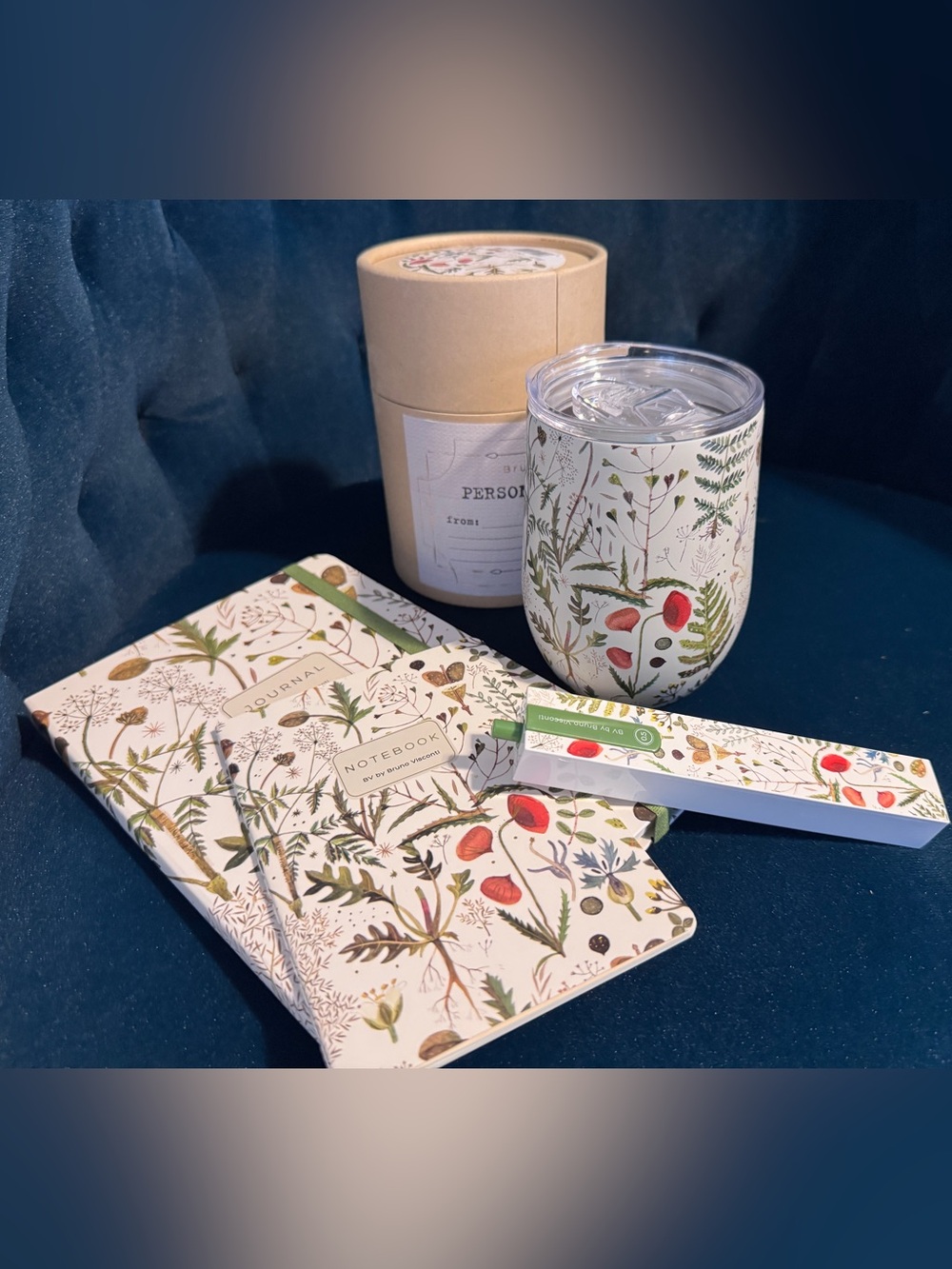 BV By Bruno Visconti Gift Set Greens & Flowers - Pen, 2 Journals, Wine Tumbler